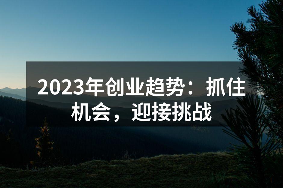 2023年创业趋势：抓住机会，迎接挑战