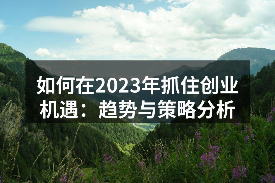 如何在2023年抓住创业机遇：趋势与策略分析